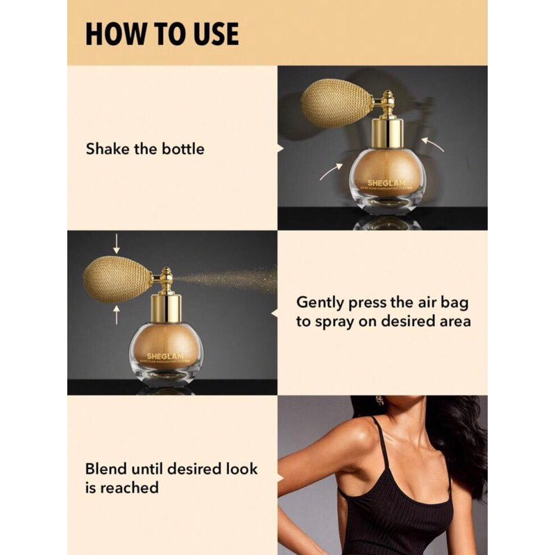 Nhũ bắt sáng cơ thể dạng xịt SHEGLAM Go Go Glow Highlighting Body Mist.