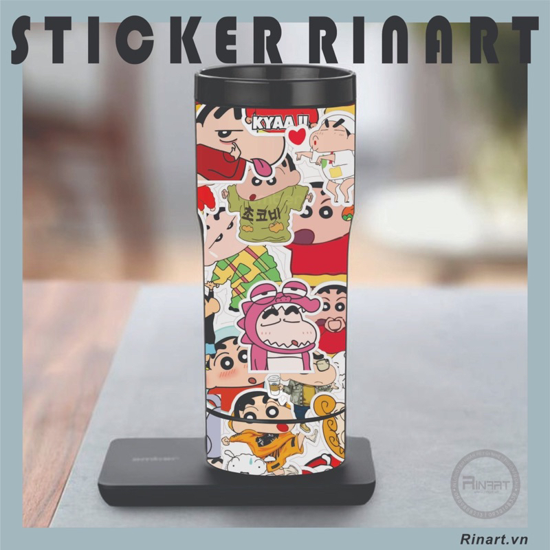 Bộ 200 sticker chủ đề shin bút chì đơn giản dùng để trang trí điện thoại di động/ván trượt/vali không để lại dấu keo