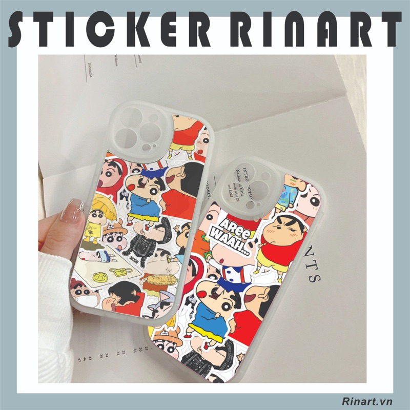 Bộ 200 sticker chủ đề shin bút chì đơn giản dùng để trang trí điện thoại di động/ván trượt/vali không để lại dấu keo