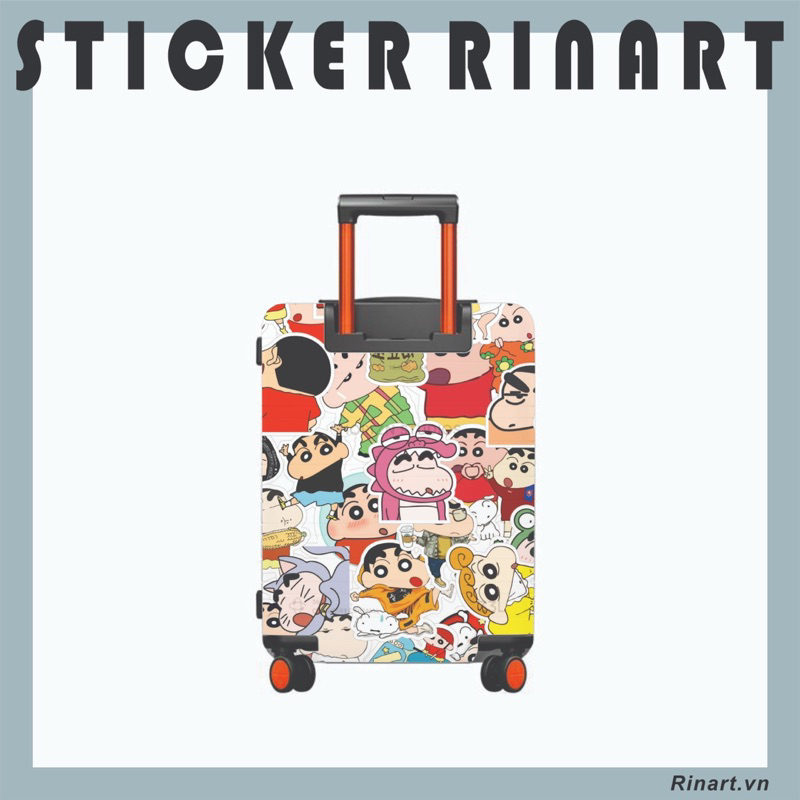 Bộ 200 sticker chủ đề shin bút chì đơn giản dùng để trang trí điện thoại di động/ván trượt/vali không để lại dấu keo