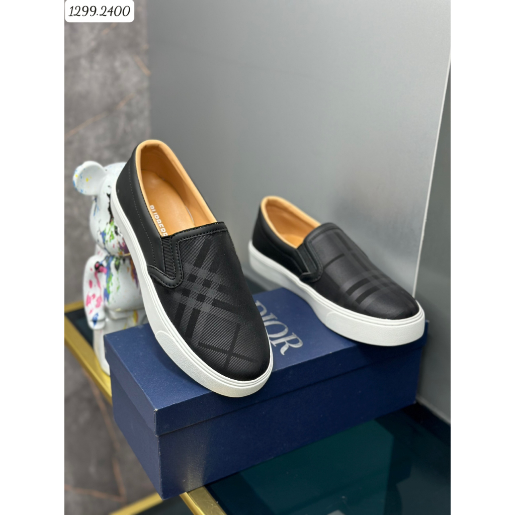 Giày slipon nam BBR - Giày lười nam bbr 2 màu sọc Nâu, Đen - Lên Chân cực chất Hot 2023  )