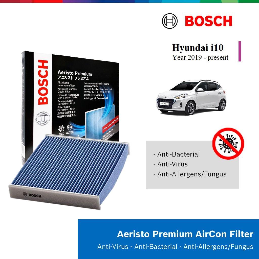 Lọc gió điều hòa, than hoạt tính, chống bụi mịn PM2.5, Bosch, mã 0986AF7019, xe HYUNDAI i10