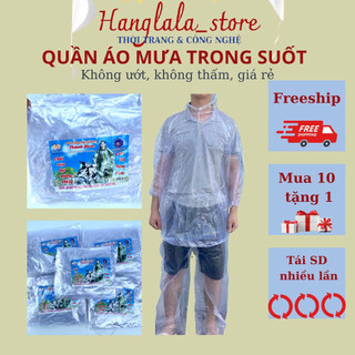 Bộ Quần Áo Mưa Người Lớn, Áo Mưa Trong Suốt Nhựa Dai  Tái Sử Dụng Được