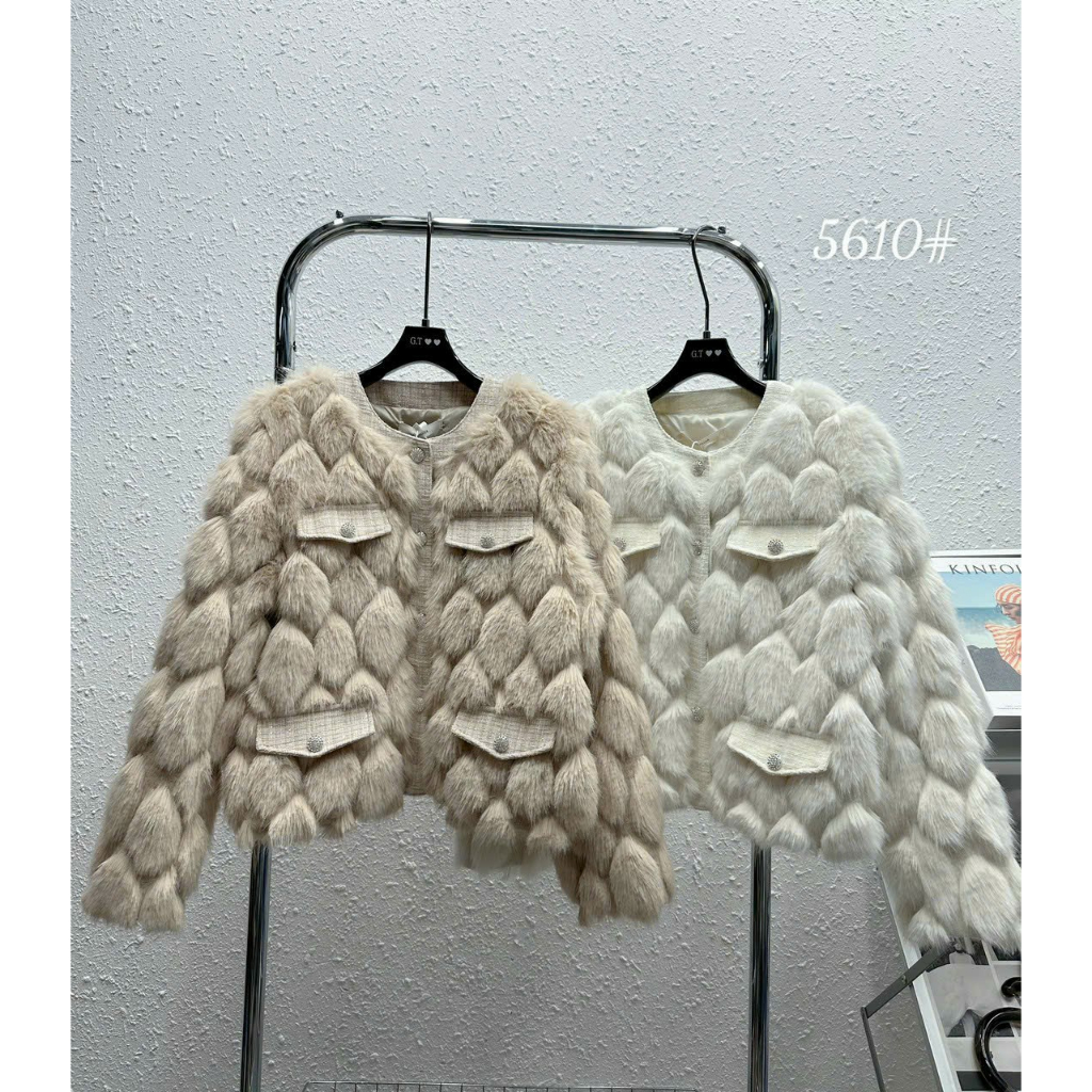 Áo khoác lông chám, áo khoác lông QC hót, áo khoác thu đông