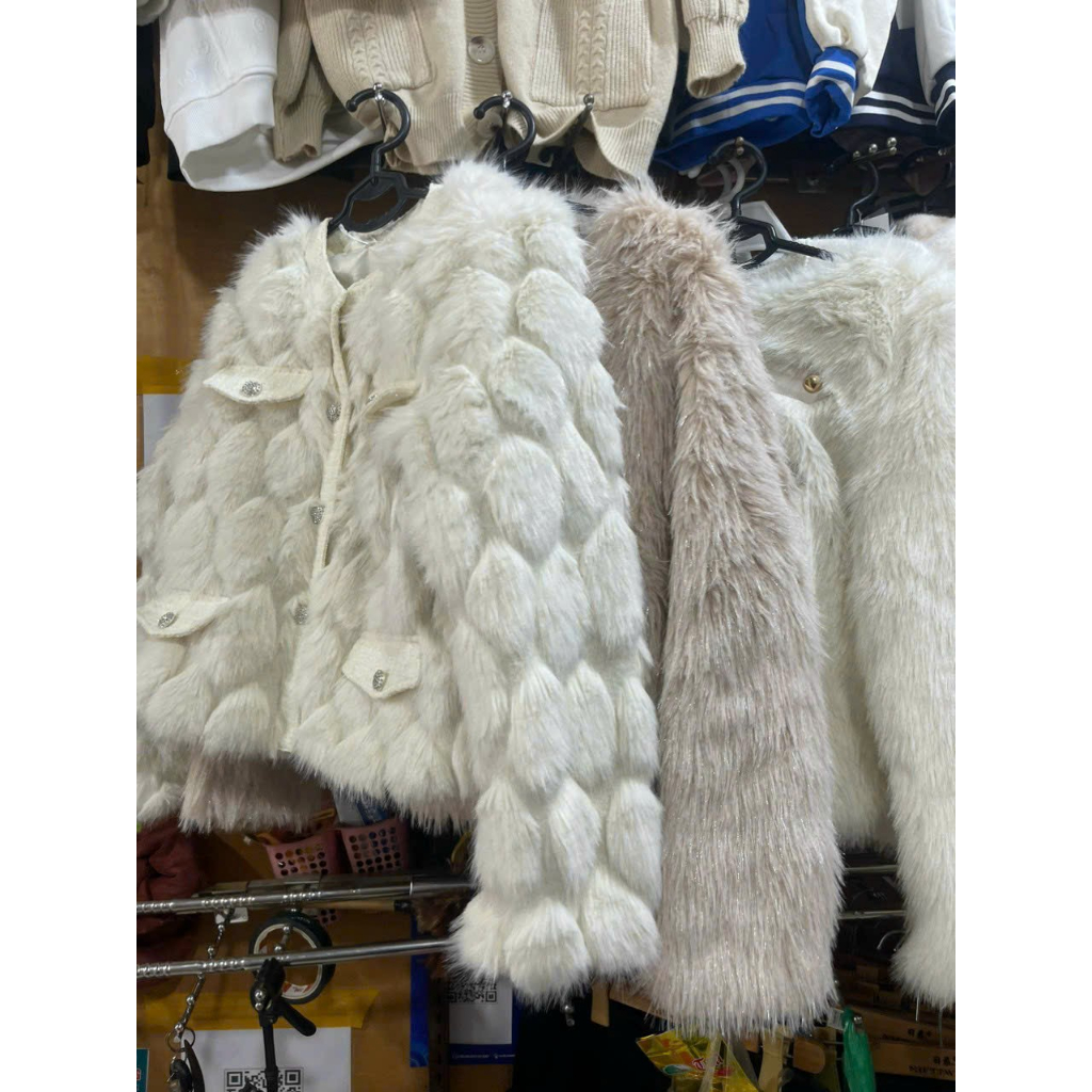 Áo khoác lông chám, áo khoác lông QC hót, áo khoác thu đông