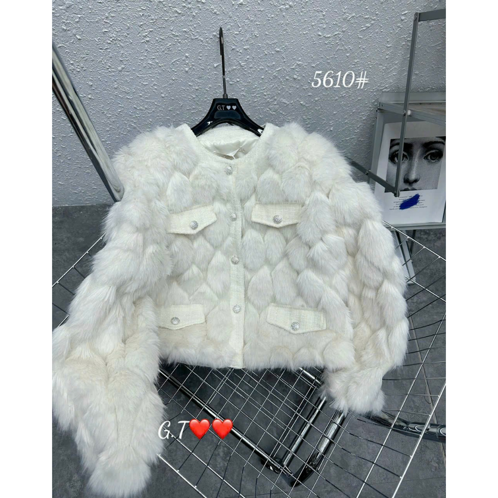 Áo khoác lông chám, áo khoác lông QC hót, áo khoác thu đông