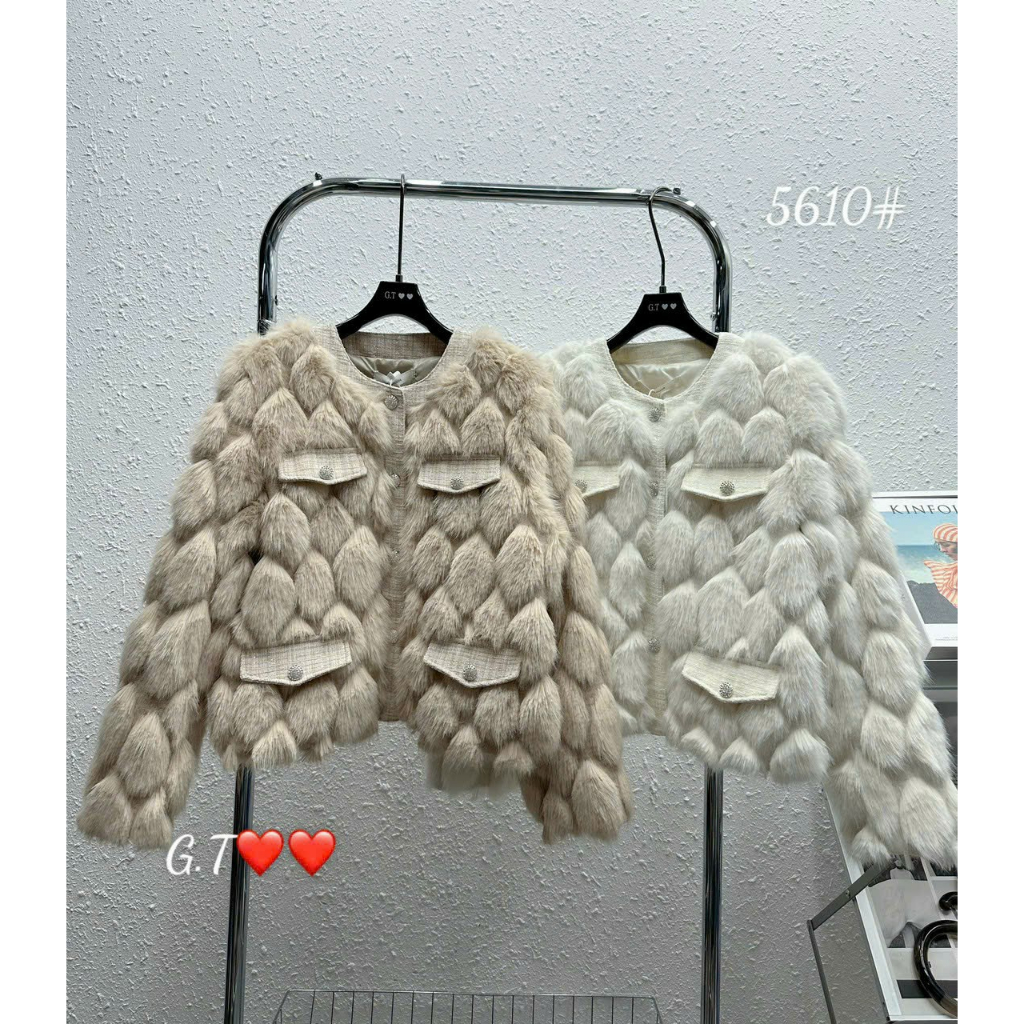 Áo khoác lông chám, áo khoác lông QC hót, áo khoác thu đông