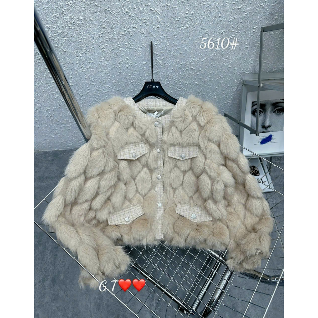 Áo khoác lông chám, áo khoác lông QC hót, áo khoác thu đông