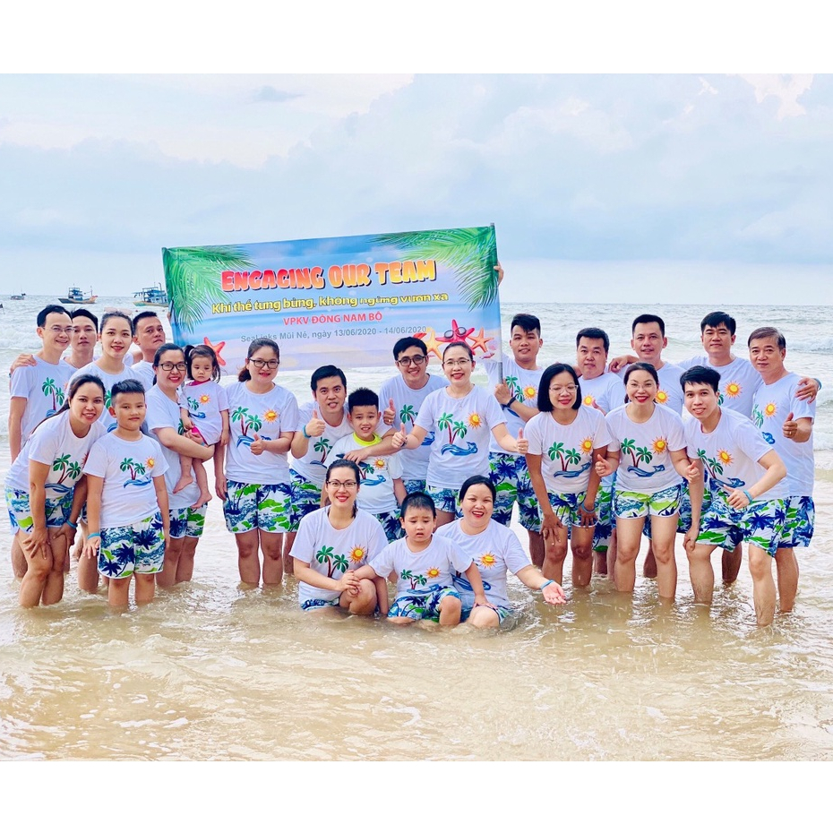 Quần đôi đi biển, quần nhóm, gia đình mẫu VẸT XANH size 13-100kg