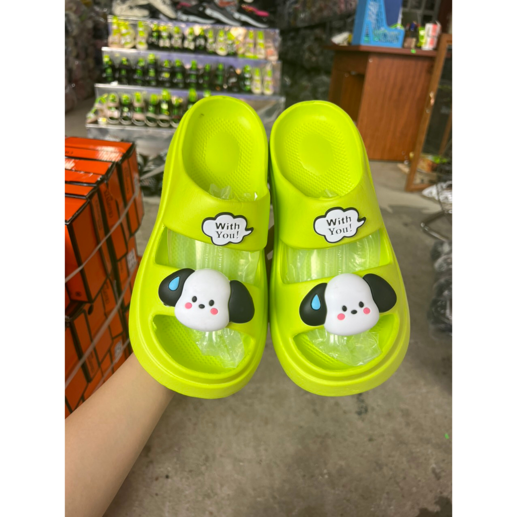 Dép nữ, dép siêu nhẹ, Dép siêu nhẹ nữ đế 7cm,  Dép hai quai ngang gấu đế cao 7cm thời trang cao cấp