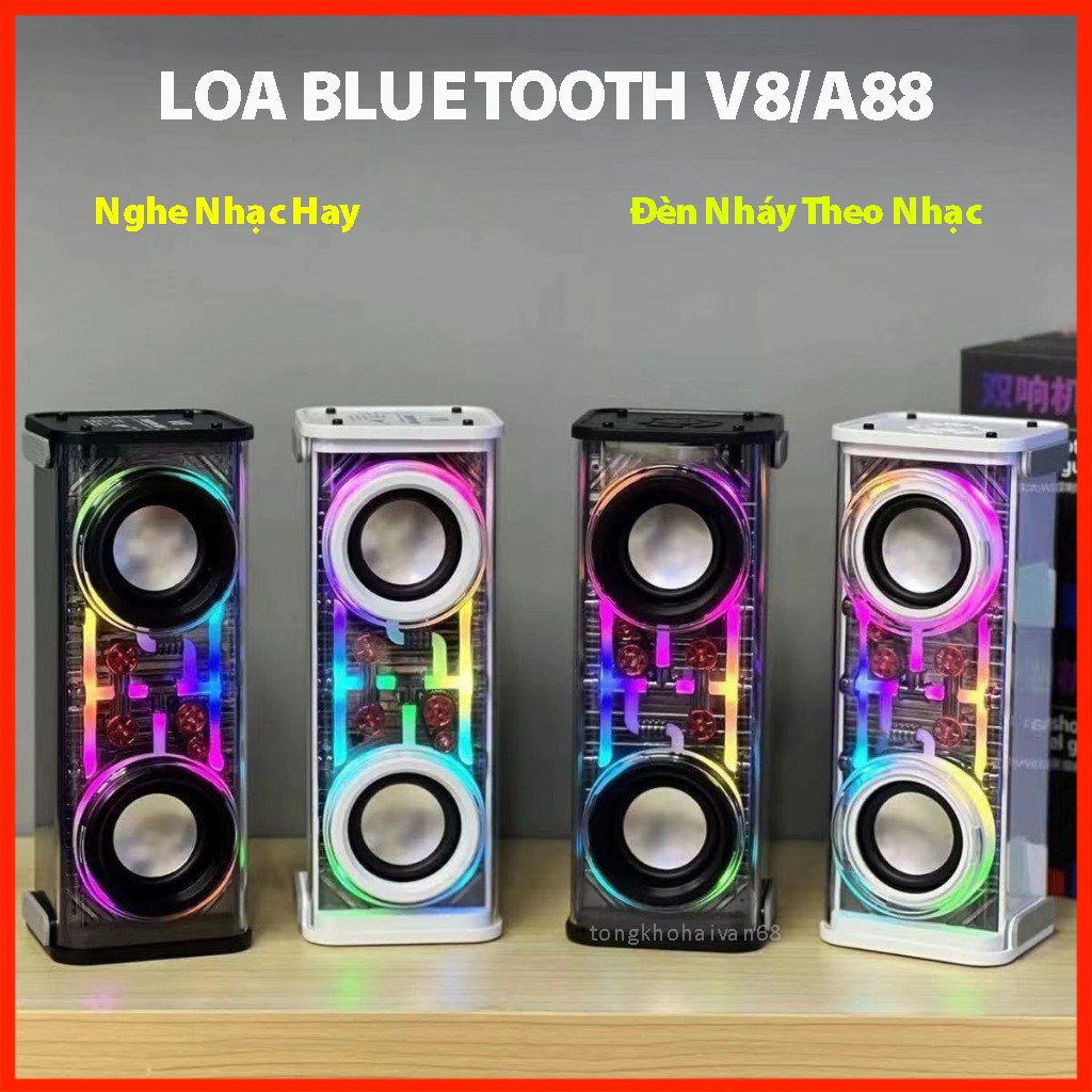 Loa bluetooth A88 led nháy theo nhạc RGB, công suất 10W, nghe nhạc hay, âm bass tốt bảo hành 12 tháng