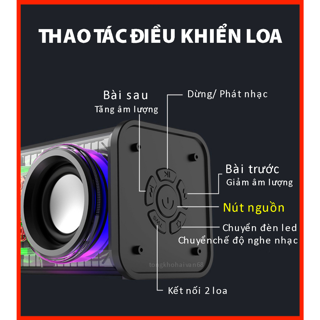Loa bluetooth A88 led nháy theo nhạc RGB, công suất 10W, nghe nhạc hay, âm bass tốt bảo hành 12 tháng