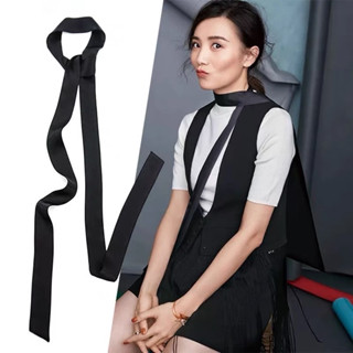 Khăn lụa dài trơn thắt nơ công sở quấn tóc túi xách thắ lưngcực dài skinny scrafts size 195x4cm - The Collar Box