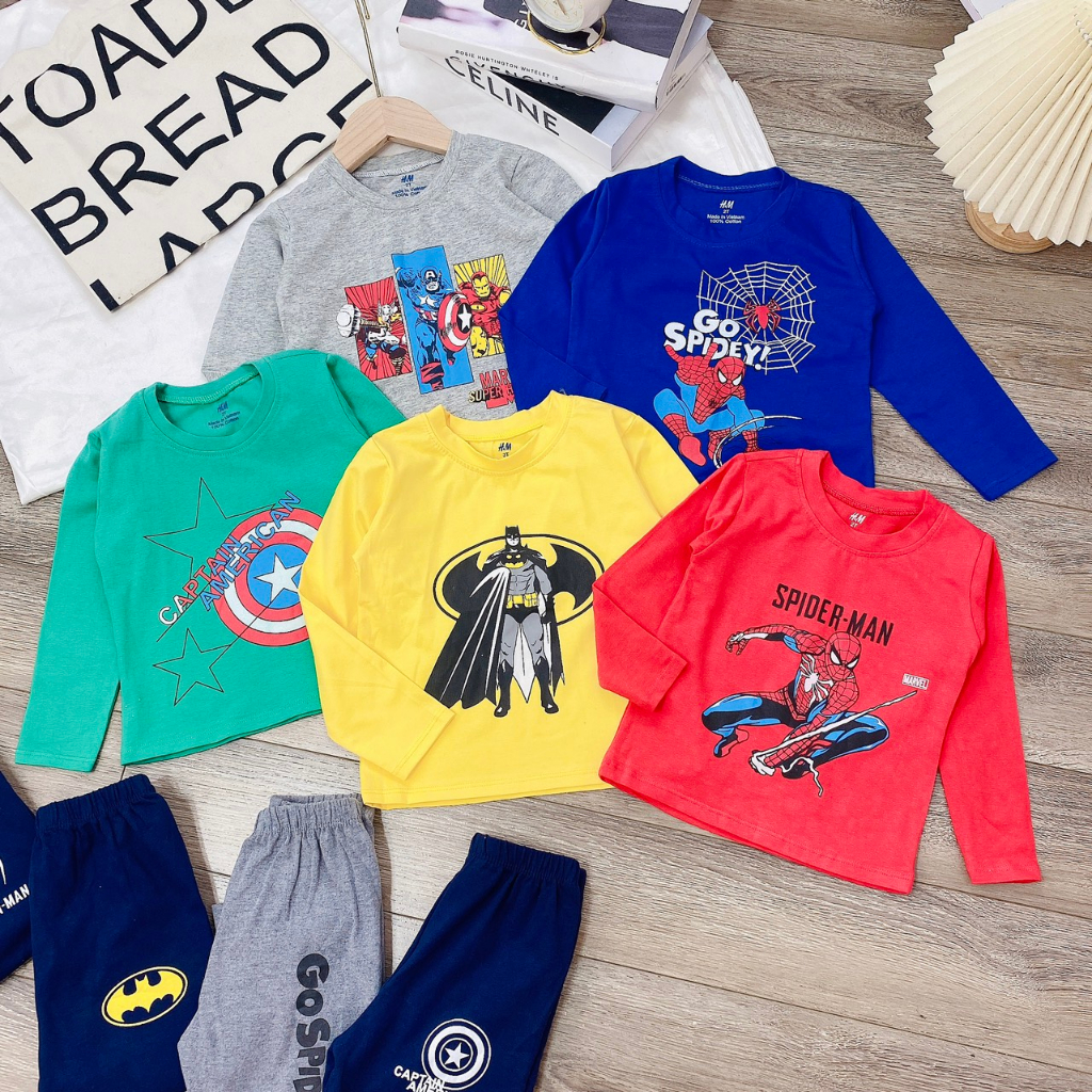 Bộ Siêu Nhân Dài Tay Chất Cotton Cho Bé Trai Size 2-7 Tuổi  BƠ MỠ HOUSE