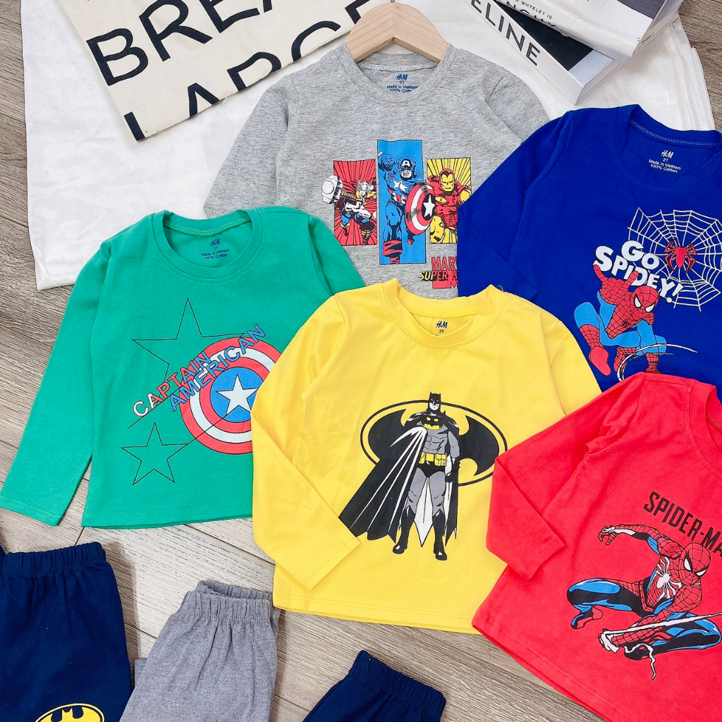 Bộ Siêu Nhân Dài Tay Chất Cotton Cho Bé Trai Size 2-7 Tuổi  BƠ MỠ HOUSE