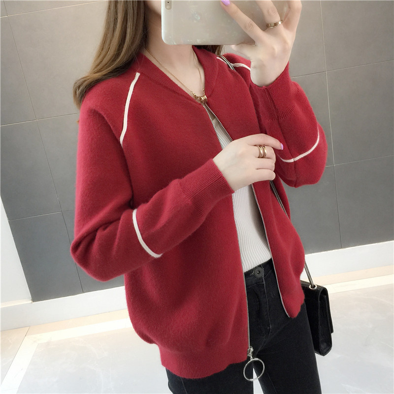 Áo khoác cardigan nữ dệt kim dáng ngắn có khoá kéo phong cách Hàn Quốc freesize