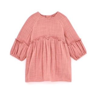 Váy bé gái cổ tròn bèo tay bèo ngực dáng babydoll