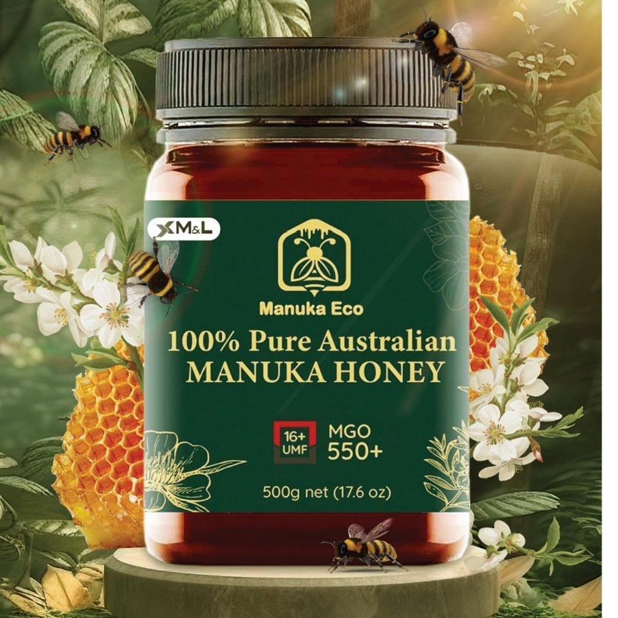 Mật Ong Manuka Eco MGO 550+,100% nguyên chất hoàn toàn tự nhiên, nhập khẩu chính hãng từ Úc