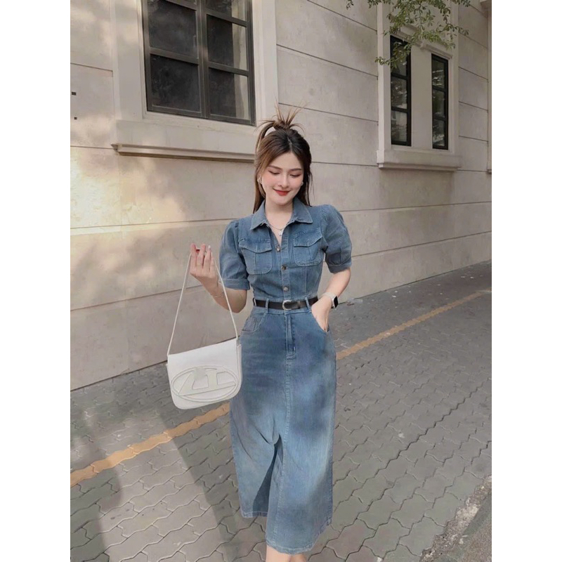 Váy jean tặng kèm thắt lưng