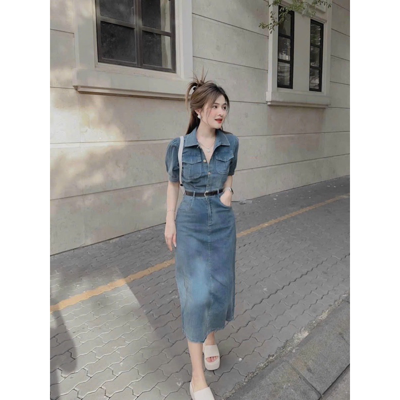 Váy jean tặng kèm thắt lưng