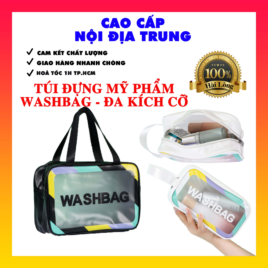 Túi Đựng Mỹ Phẩm Washbag Chống Nước - Lựa Chọn Hoàn Hảo Cho Du Lịch và Đồ Trang Điểm Đa Kích Cỡ [Mã A0082]