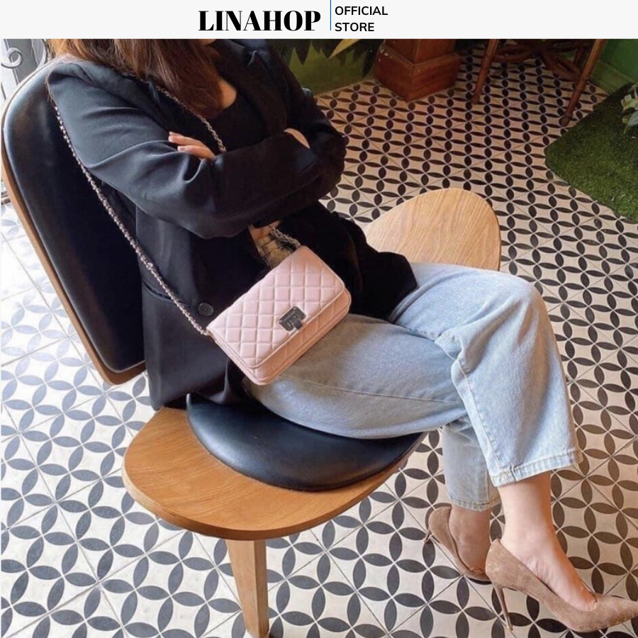 Túi xách đeo chéo dây xích khóa tròn xoay ô trám form đẹp size 20 hàng quảng châu loại 1 Túi xách Linahop