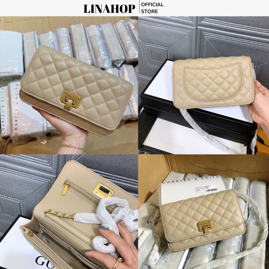 Túi xách đeo chéo dây xích khóa tròn xoay ô trám form đẹp size 20 hàng quảng châu loại 1 Túi xách Linahop