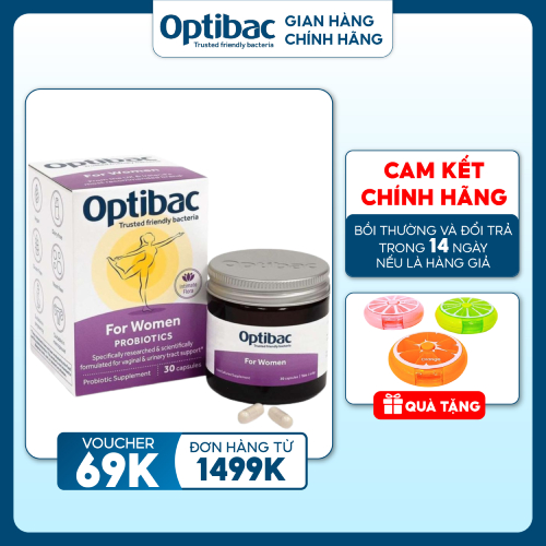Men Vi Sinh Phụ Khoa Optibac tím (Optibac For Women) - Chăm Sóc Vùng Kín, Tăng Cường Sức Đề Kháng, Hộp 30 viên/90 viên