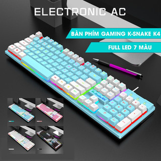 Bàn phím máy tính giả cơ full size 104 phím led nhiều màu k-snake k4 | hộp xấu / không hộp
