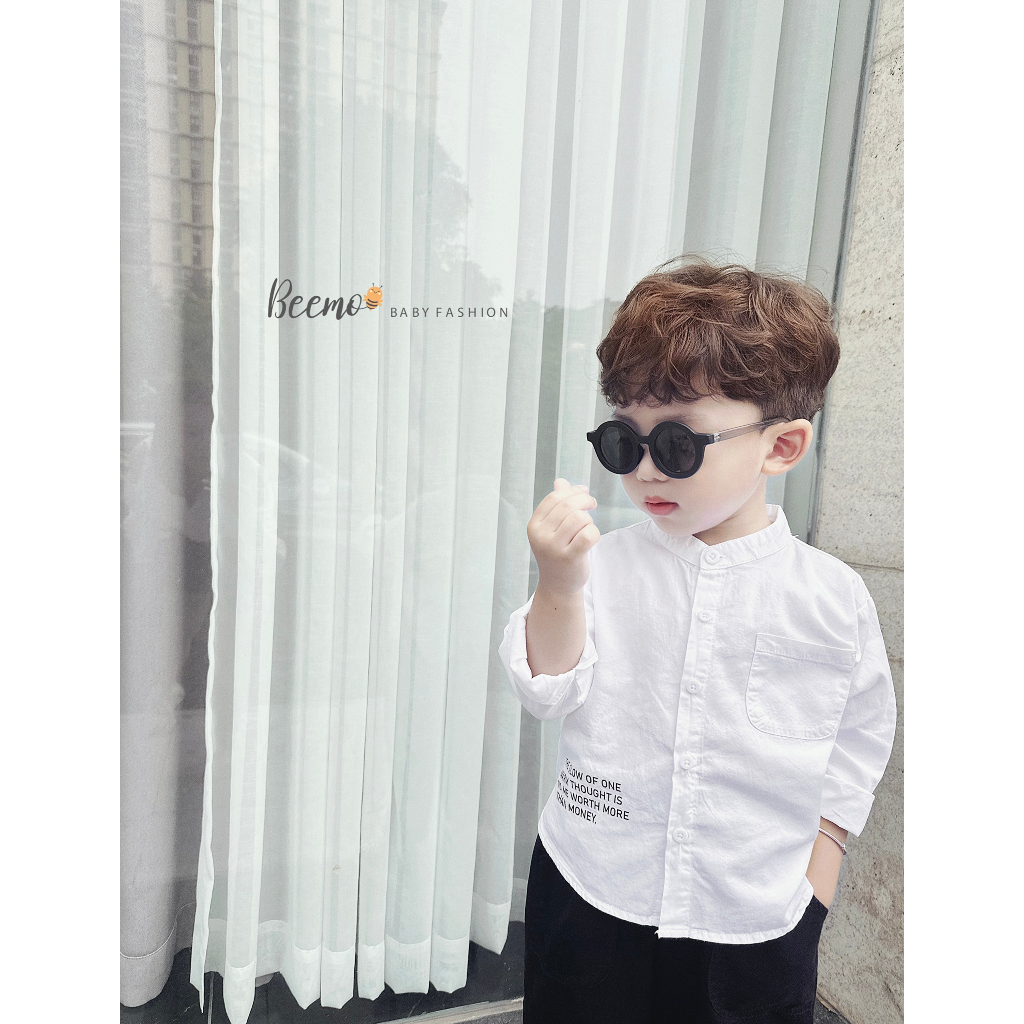 Bộ sơ mi trắng quần kaki bé trai, set áo sơ mi quần thô hàng thiết kế Beemo