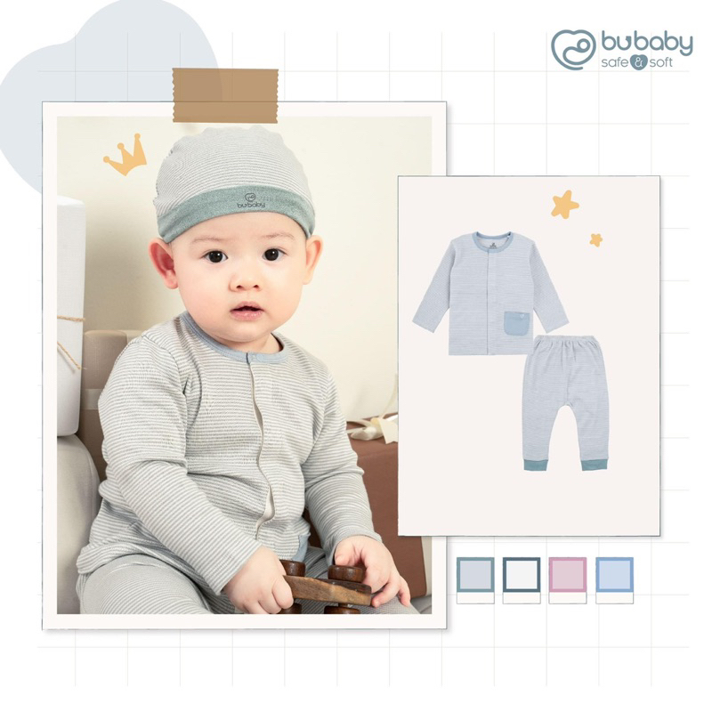 Bộ dài tay cài giữa Bamco Bu Baby dành cho bé trai bé gái sơ sinh