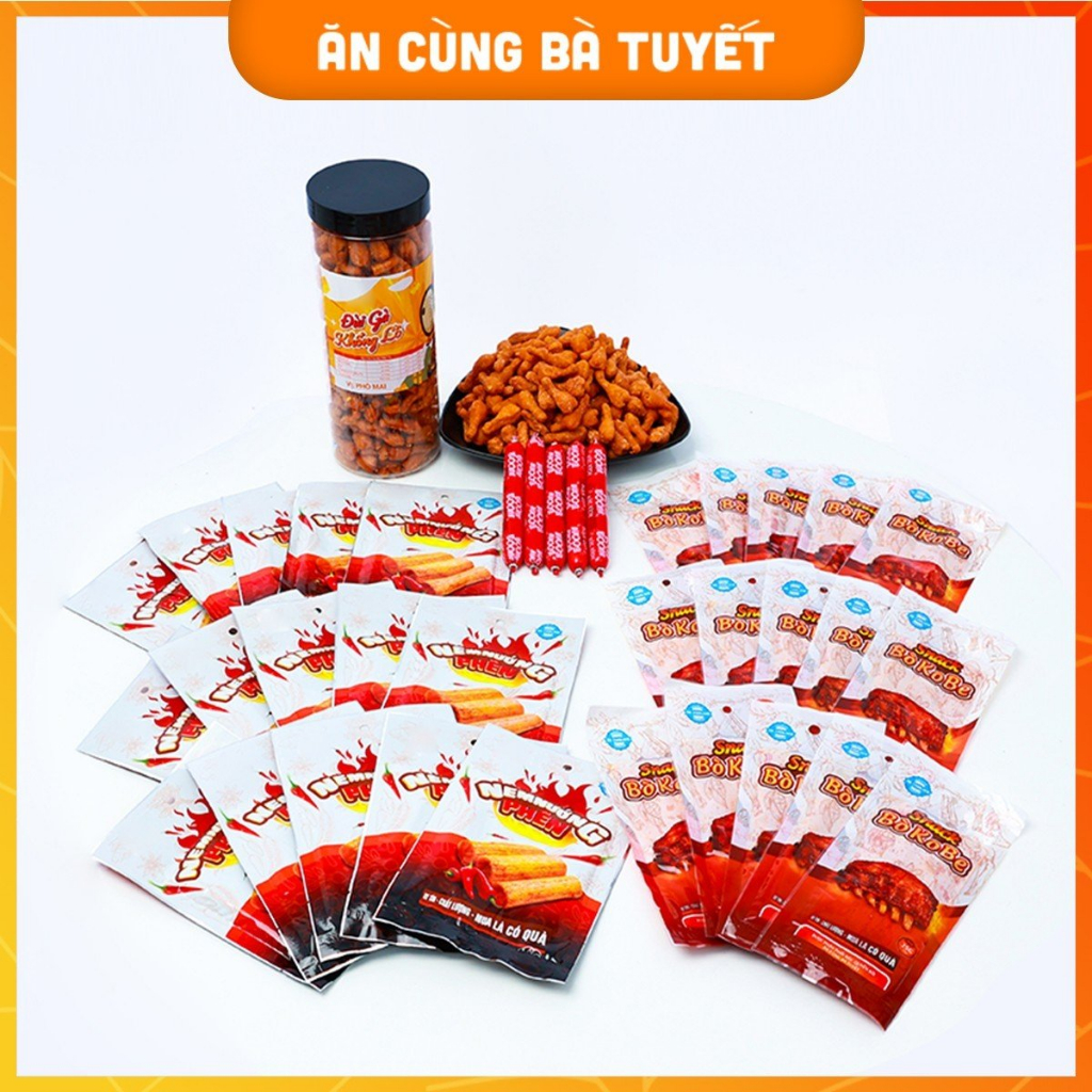 Combo TỐC HÀNH : Đùi gà Phô Mai khổng lồ + 15 gói Nem nướng phên B.T + 15 Snack bò kobe