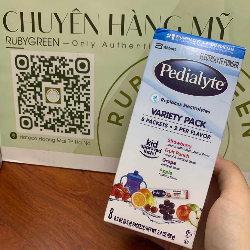 Bột điện giải bù nước cho bé Pedialyte Electrolyte Powder 8.5g x 8 gói