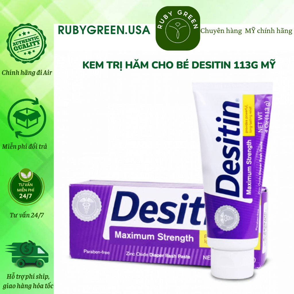 Kem chống hăm Desitin tím 113gram siêu nhạy, an toàn cho bé từ sơ sinh