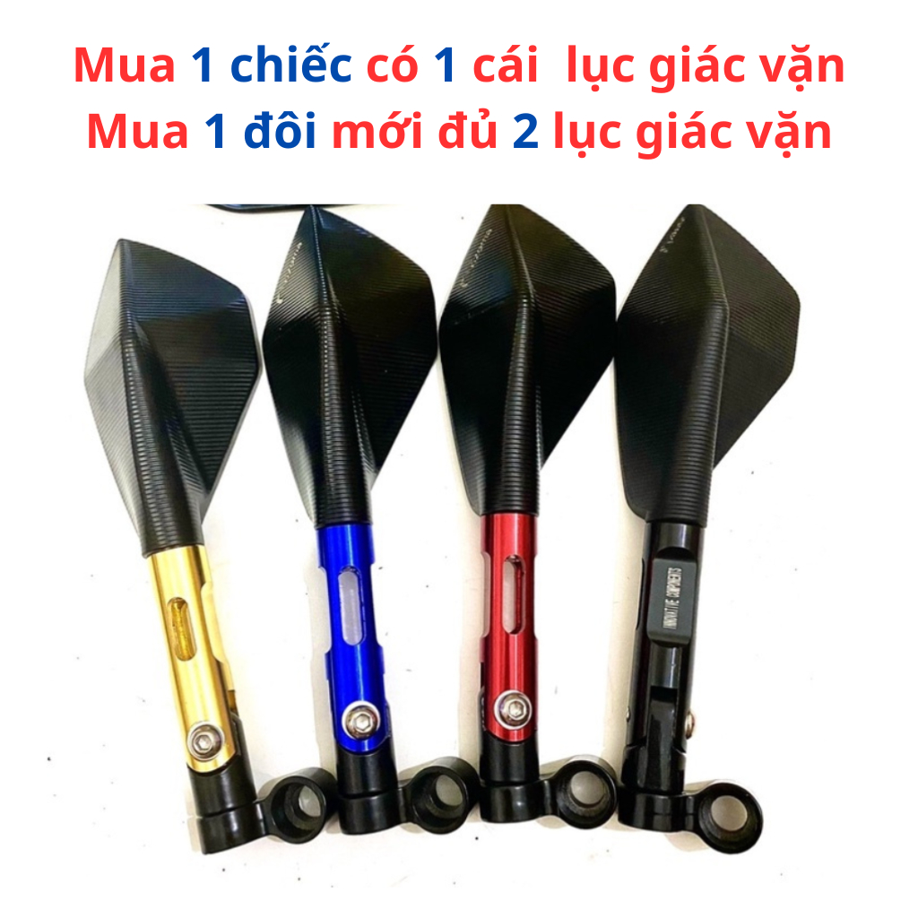 Gương 5 cạnh rizoma xoay gập 360 độ gắn xe máy như wave, sirius, exciter, winner, lead mặt gương chống chói