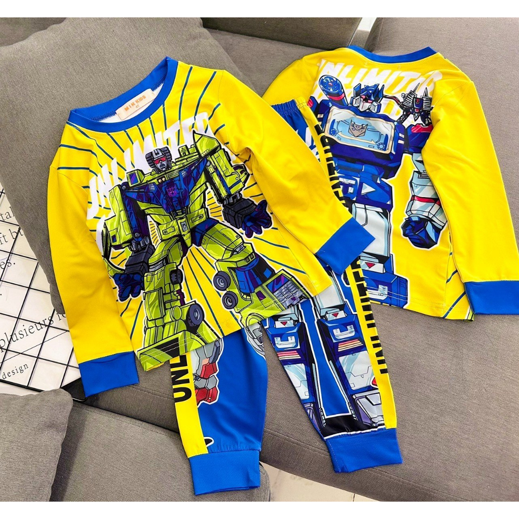 Bộ Tay dài quần dài Thun lạnh 3D loại 1 Ann's Kids siêu nhân cho bé trai size đại từ 23-42kg-Đồ bộ cho bé-Pikakids