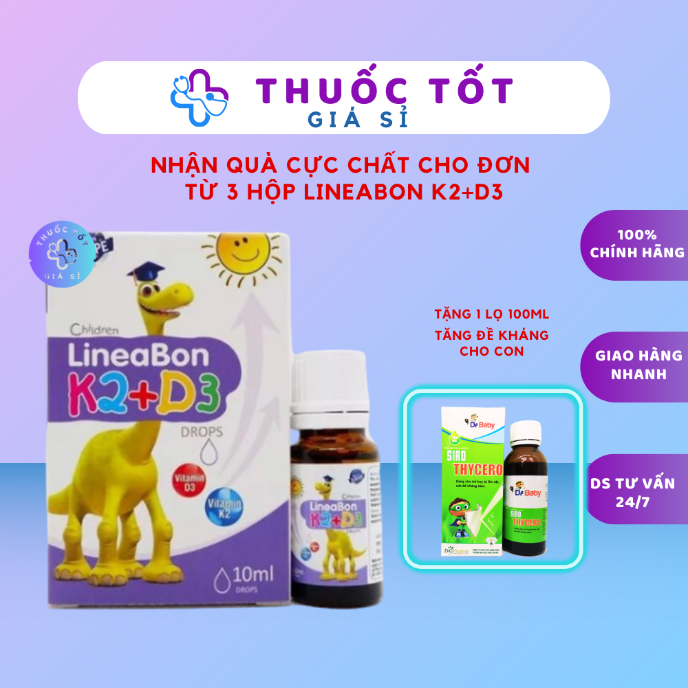 D3 K2 LineaBon 10ml - Vitamin tăng chiều cao cho bé K2 D3 Lineabon, d3k2mk7,tăng hấp thu canxi, phát triển chiều cao