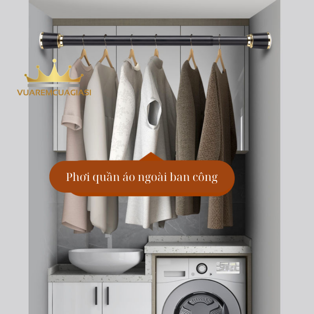 Thanh treo không cần khoan tường cao cấp,2 thép không gỉ, thanh treo La Mã, treo rèm, treo quần áo, treo rèm ngăn phòng