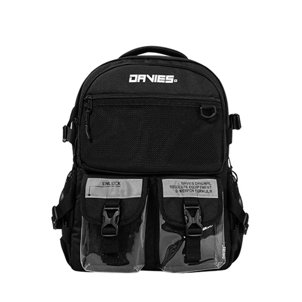 Balo đi học nam phản quang local brand Davies - Black Warrior Backpack