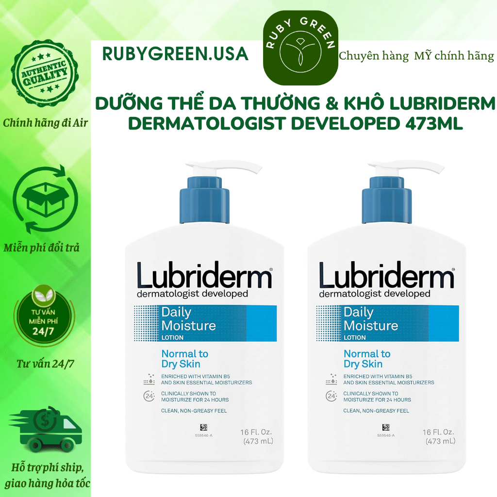 Sữa dưỡng thể Body LUBRIDERM Daily Moisture Lotion giữ ẩm da thường và da khô 473ml