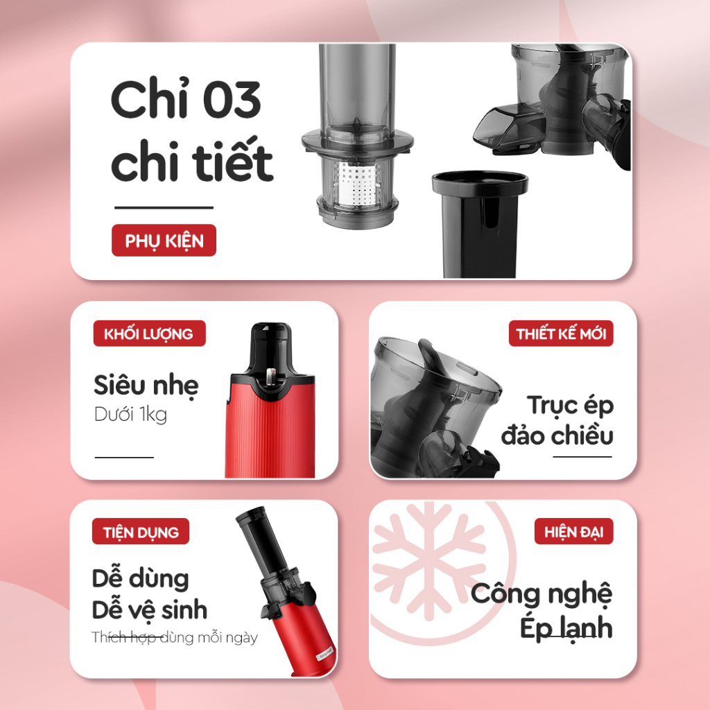 MÁY ÉP CHẬM MINI 3S LAZYCHEF - THÁO LẮP TRONG 3 GIÂY, BẢO HÀNH 12 THÁNG