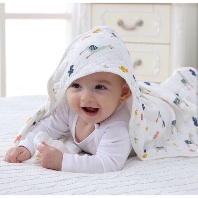 Khăn ủ cho bé sơ sinh, ủ choàng cho bé BECON có mũ, thoáng mát An Toàn Cho Bé