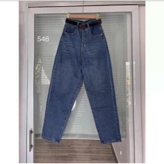 [Bigsize 55kg-88kg] Quần Baggy Xanh Đậm Rách Đùi. Jean Lưng Cao Không Co Giãn