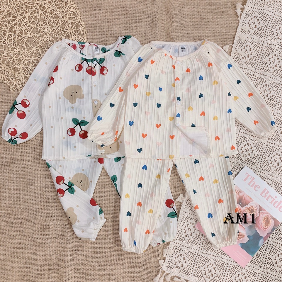 Đồ bộ quần áo dài tay bé gái - Bộ pijama bé gái QATE806 TB178 TB368