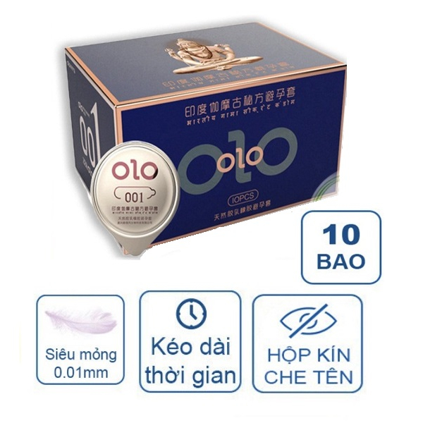 Bao Cao Su OLO 001 Siêu Mỏng, Chính Hãng, BCS OLO Xanh Giúp Kéo Dài Thời Gian QH Lâu Hơn