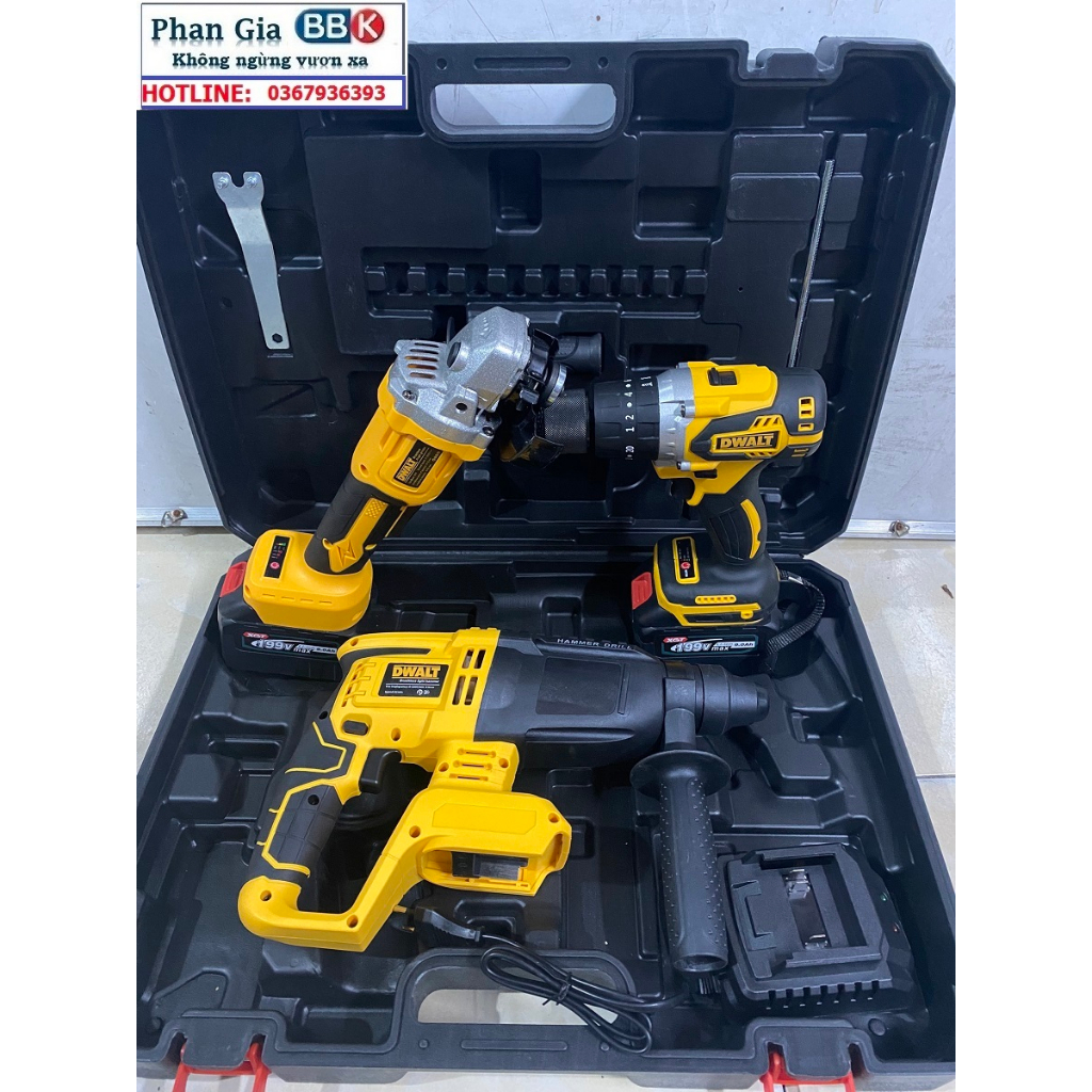 COMBO 3 MÁY KHOAN BÊTONG, CĂT ,KHOAN  ĐA NĂNG CHUYÊN DỤNG CHÂN PIN PHỔ THÔNG PIN 15CELL SIÊU KHỎE, SIÊU BỀN.