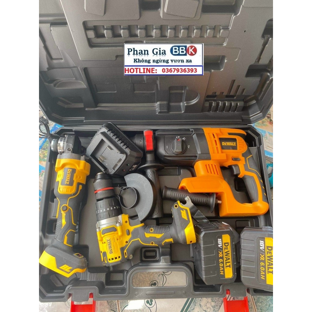 COMBO 3 MÁY KHOAN BÊTONG, CĂT ,KHOAN  ĐA NĂNG CHUYÊN DỤNG CHÂN PIN PHỔ THÔNG PIN 15CELL SIÊU KHỎE, SIÊU BỀN.