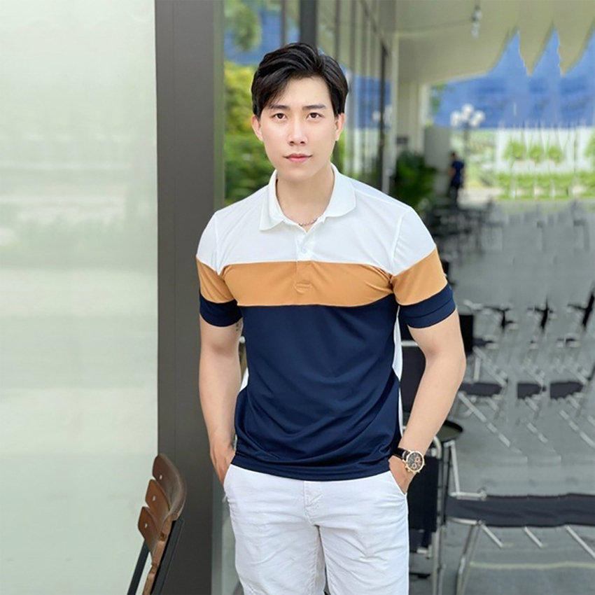 Áo Thun Nam Polo Phối Sọc Tay Ngắn Cổ Bẻ Vải Cotton Co Giãn 4 Chiều Mịn Màng Mát mẻ