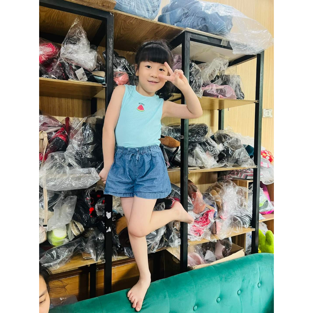 Áo thun Croptop bé gái vnxk thun co giản