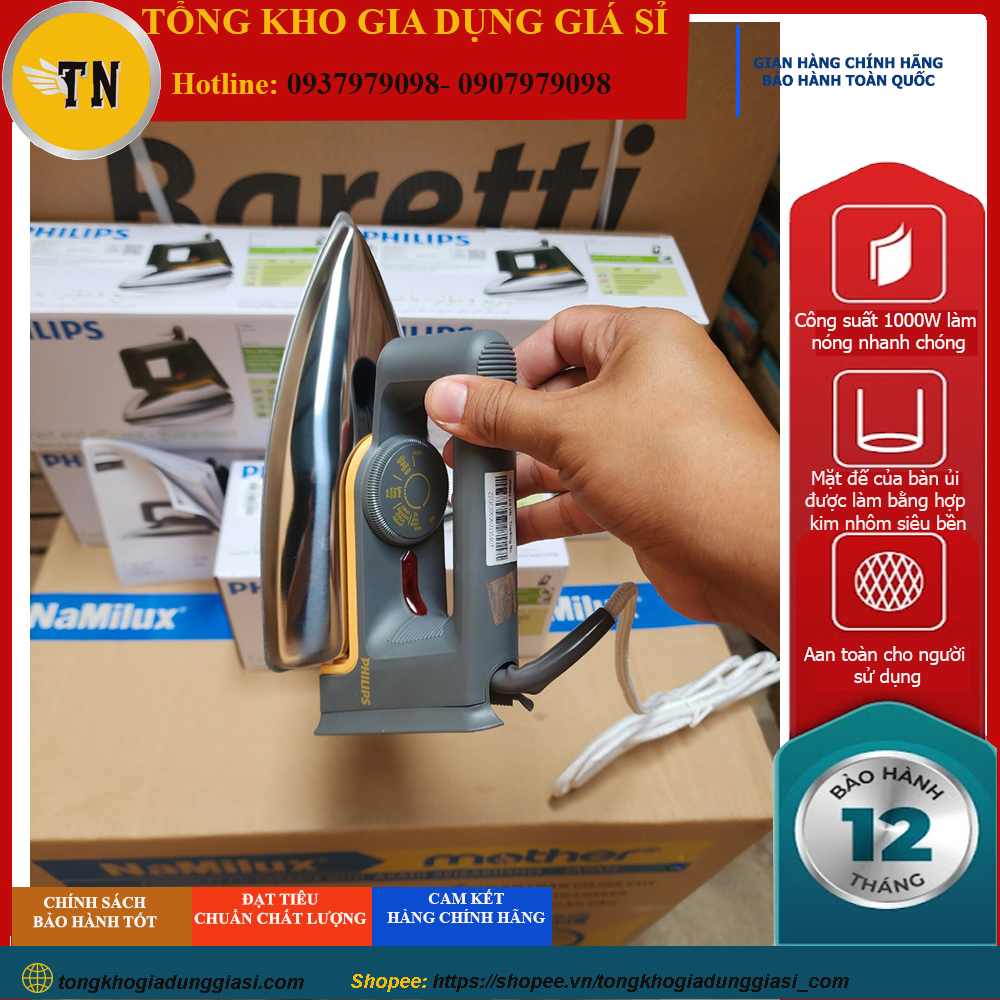 Bàn Ủi Khô Philips HD1172, Hàng Chính hãng, Bảo Hành 2 năm